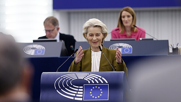 fka Evropsk komise Ursula von der Leyenov hovo na slavnostn zasedn ku pleitosti dvactho vro nejvtho rozen Unie. (24. dubna 2024)
