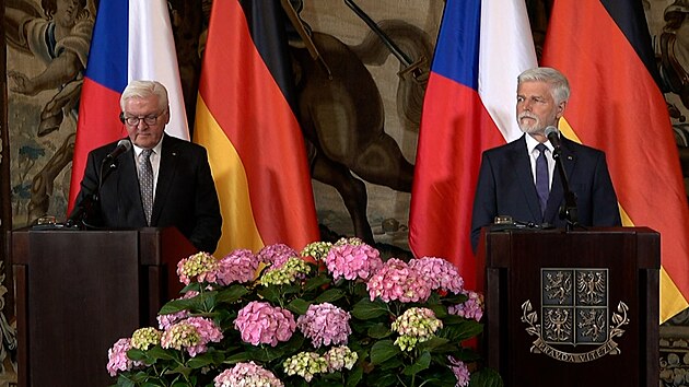 Prezident R Petr Pavel a nmeck prezident Frank-Walter Steinmeier.