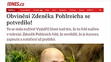Podvrhnutá reklama, která zneu�ívá vzhled zpravodajského portálu iDNES.cz.