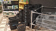 Prodejna Albert And�l v pond�lí ráno m�la malé ko�íky k dispozici a� u...