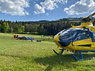 Zrannho paraglidistu transportoval vrtulnk do eskobudjovick nemocnice.