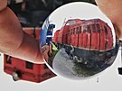 Motorová lokomotiva Karkulka T444.0078 (725.078-0) zachycená ve výtopn...
