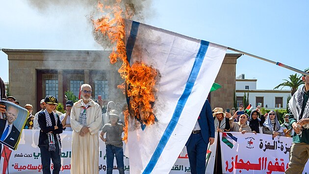 Protiizraelsk demonstrace v marockm.Rabatu (5. dubna 2024)