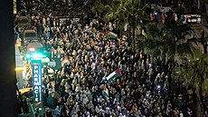 Protiizraelská demonstrace v marocké Casablance (6. dubna 2024)