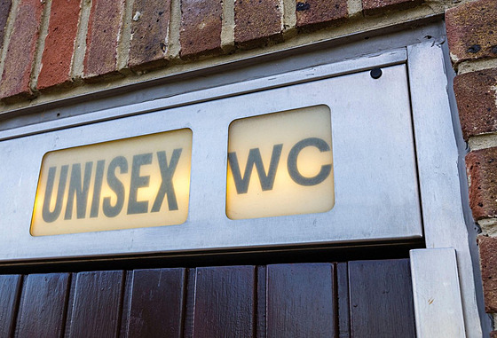 Unisex záchod v Británii v  Midhurstu v Západním Sussexu (2. listopadu 2020)
