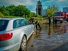 Hasii pomhali vythnout auta, kter zstala stt v lagun pod viaduktem v...