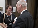 Helena Lang�ádlová a senátor Pavel Fischer p�ed jednáním výkonného výboru TOP 09