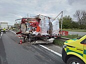 Dálnice D35 poblí Olomouce ve smru na Mohelnici uzavela nehoda kamionu a...