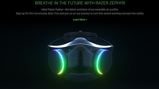 Respirtor Zephyr od firmy Razer nedostal oficiln certifikat.