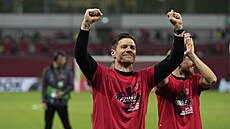 Kou� Xabi Alonso po postupu Leverkusenu do finále Evropské ligy.