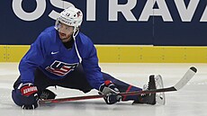 Johnny Gaudreau na tréninku Spojených stát amerických v Ostrav.