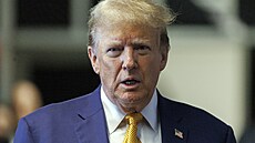 Bývalý prezident Donald Trump b�hem procesu v soudní síni v New Yorku (7....
