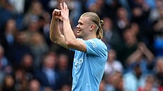 Kanonýr Erling Haaland z Manchesteru City slaví vst�elený gól.