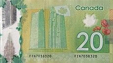 Na zadní stran� aktuální dvacetidolarové bankovky je kanadský památník ve Vimy....