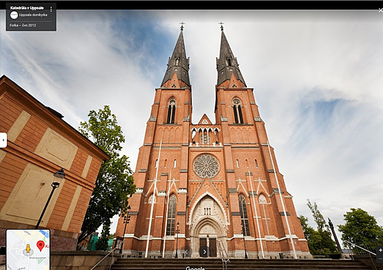 Pohled na katedrálu v Uppsale na internetových mapách