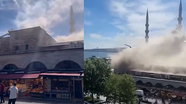 Znm Egyptsk bazar v Istanbulu pohltily plameny