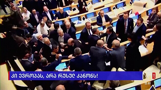 V gruznskm parlamentu vypukla rvaka pi schvalovn zkonu