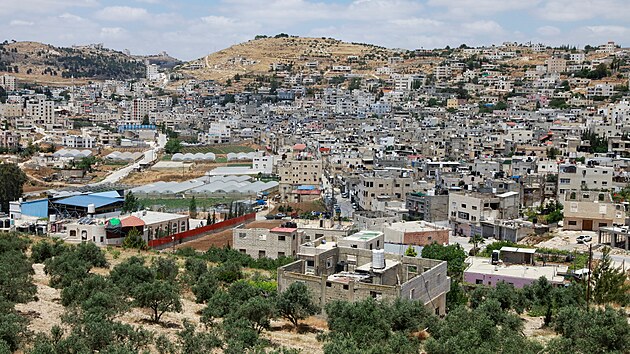 Celkov pohled na uprchlick tbor Fawwar nedaleko Hebronu na Izraelem okupovanm Zpadnm behu Jordnu. (13. kvtna 2024)