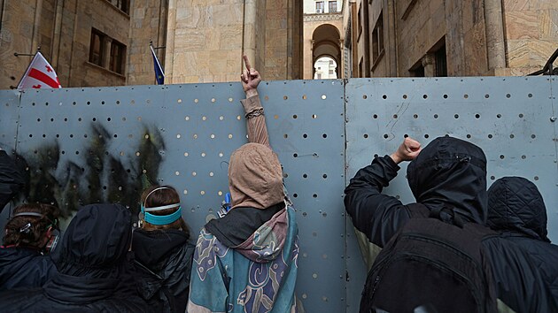 Protesty proti kontroverzn�mu z�konu o zahrani�n�m vlivu v Tbilisi (14. kv�tna 2024)