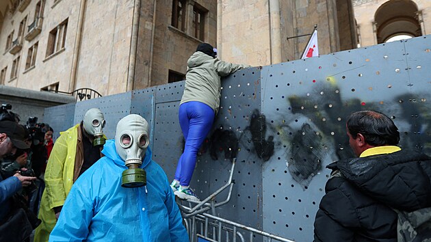 Protesty proti kontroverzn�mu z�konu o zahrani�n�m vlivu v Tbilisi (14. kv�tna 2024)