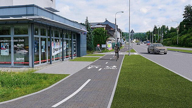 Na ulici K Pasekm pobl lezeck stny Vertikon vznikne nov cyklostezka pedevm pro cyklisty ze sdlit Jin Svahy. (kvten 2024)