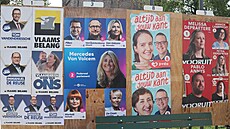 Pedvolební plakáty v Bruggách (10. kvtna 2024)