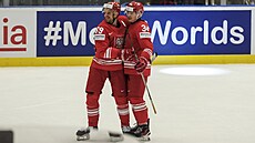 Polská gólová radost v zápase s Lotyskem na hokejovém MS v Ostrav.