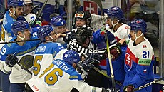 Poty�ka v zápase mezi Slovenskem a Kazachstánem.