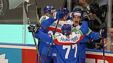 Radost slovenských hokejist.