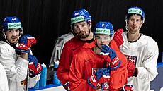 Trénink �eské reprezentace. Na snímku zleva Luká� Sedlák, Jan ��otka, David...