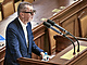 Pedseda ANO Andrej Babi na mimoádné schzi ve Snmovn pi diskusi o...