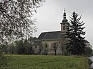 Kostel sv. Barbory v karninsk sti Louky. Architektura z roku 1809 s baroknm...