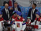 Finále MS v hokeji �výcarsko - �esko. Na snímku trené�i Radim Rulík a Tomá�...