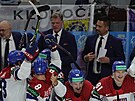Finále MS v hokeji �výcarsko - �esko. Na snímku trené�i Radim Rulík a Tomá�...