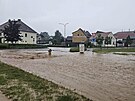 Voda z polí napáchala kody v Blíejov na Domalicku. (22. kvtna 2024)