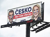 Billboard hnutí ANO v praském Braníku. (20. kvtna 2024)