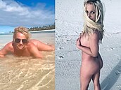 Britney Spears se na Instagramu pedvádí nahá a íká, e touí po vtím pozadí.
