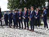 Setkání eských hokejist s premiérem Petrem Fialou. (29. kvtna 2024)
