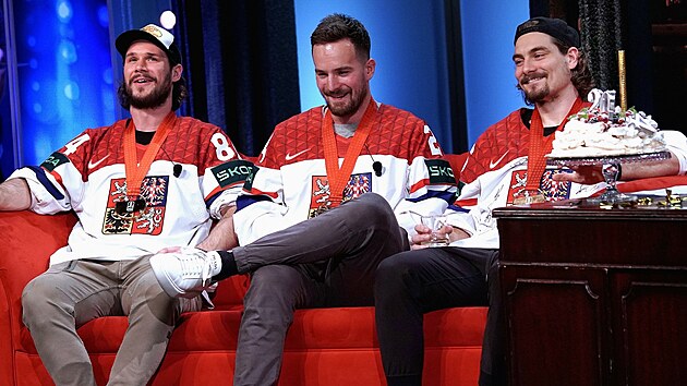 Hokejist� Tom� Kundr�tek, Jan ��otka a David Tom�ek v Show Jana Krause (29. kv�tna 2024)