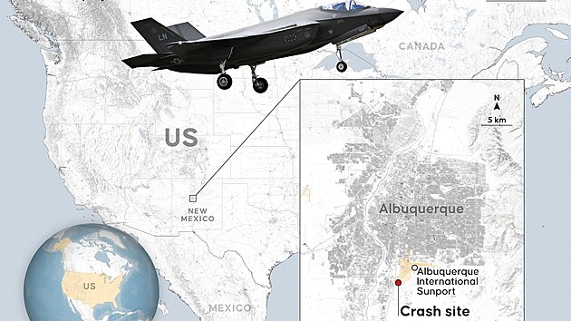 Msto zcen letadla F-35 v Novm Mexiku v USA (29. kvtna 2024)