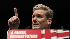P�edseda labourist� Keir Starmer �e�ní na stranické konferenci v Liverpoolu....