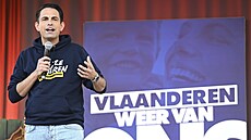 Vlámská krajn pravicová strana Vlaams Belang (Vlámský zájem) mla na svých...
