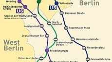 Na západoberlínské map byly Geisterbahnhof  stanice, kde vlak nezastavuje ...