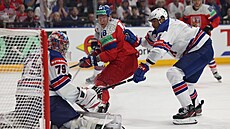 �tvrtfinále MS v hokeji USA - �esko. Na snímku Ond�ej Palát v akci. (23. kv�tna...