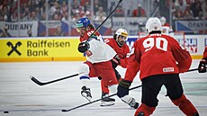 Finále MS v hokeji výcarsko - esko. Na snímku  David Pastrák. (26. kvtna...