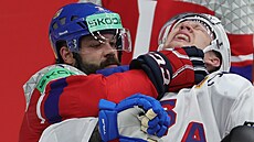 tvrtfinále MS v hokeji USA - esko. Na snímku Radko Gudas v souboji. (23....