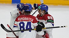 Finále MS v hokeji výcarsko - esko. David Pastrák dává gól. (26. kvtna 2024)
