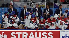 Finále MS v hokeji �výcarsko - �esko. Na snímku trené�i Radim Rulík a Tomá�...