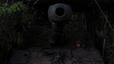 Ukrajinský voják u m�sta Vov�ansk v Charkovské oblasti (19. kv�tna 2024)