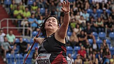 Haruka Kitaguiová hází na Zlaté trete.